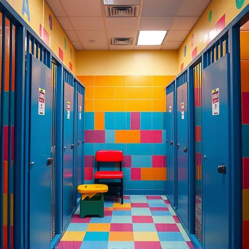 Imagen de una celda en un centro de detenci칩n juvenil, con colores brillantes y dise침os para j칩venes.