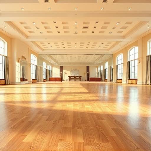 Salle de danse spacieuse avec miroirs et parquet
