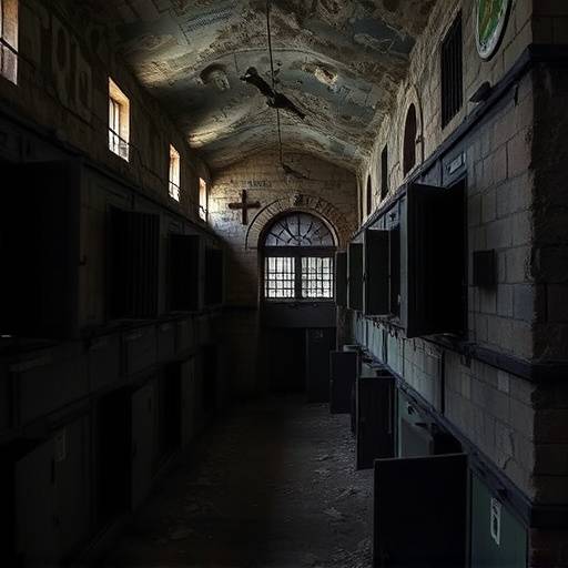 Una celda deteriorada en la Penitenciaría Estatal del Este, revelando su antigüedad y condiciones severas.